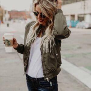 NWT Olive Bomber Jacket